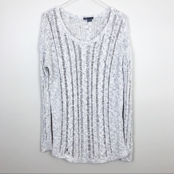 Vince Sweaters - Vince | Cable Knit Crochet Sweater Tunic Gray M